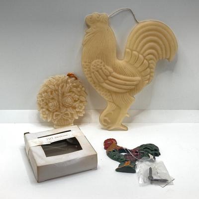 LOT 182: Large Decorative Rooster / Hen Collection - Cast Iron, Party-Lite and More
