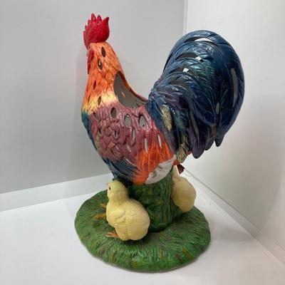 LOT 182: Large Decorative Rooster / Hen Collection - Cast Iron, Party-Lite and More