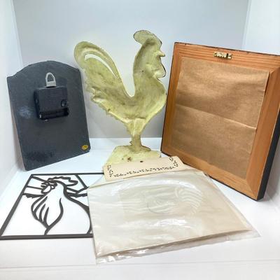 LOT 182: Large Decorative Rooster / Hen Collection - Cast Iron, Party-Lite and More