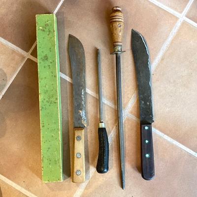 LOT 183: Primitive / Vintage Kitchen Collection - Wooden and Metal Utensils, Files, Jars and More