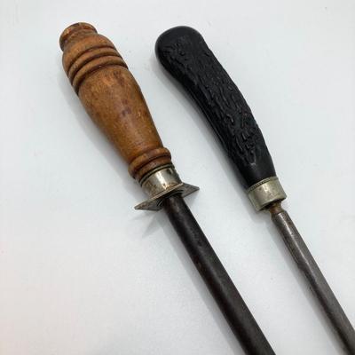 LOT 183: Primitive / Vintage Kitchen Collection - Wooden and Metal Utensils, Files, Jars and More