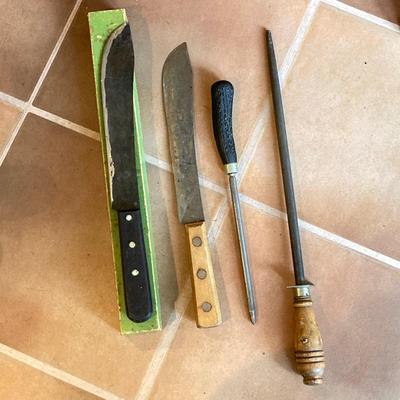 LOT 183: Primitive / Vintage Kitchen Collection - Wooden and Metal Utensils, Files, Jars and More
