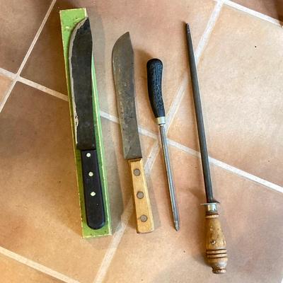 LOT 183: Primitive / Vintage Kitchen Collection - Wooden and Metal Utensils, Files, Jars and More