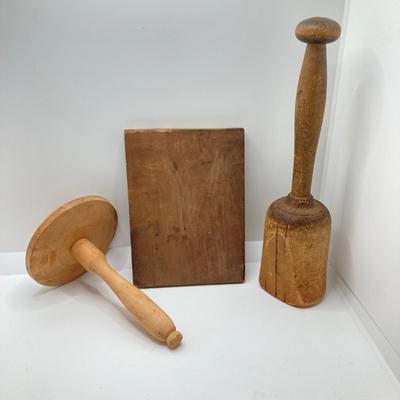 LOT 183: Primitive / Vintage Kitchen Collection - Wooden and Metal Utensils, Files, Jars and More