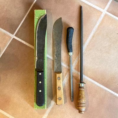 LOT 183: Primitive / Vintage Kitchen Collection - Wooden and Metal Utensils, Files, Jars and More