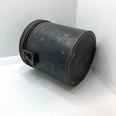 LOT 184: Collection of Vintage / Antique Miniature Glass Bottles, Oil Cans, Black Pantry Tin and More