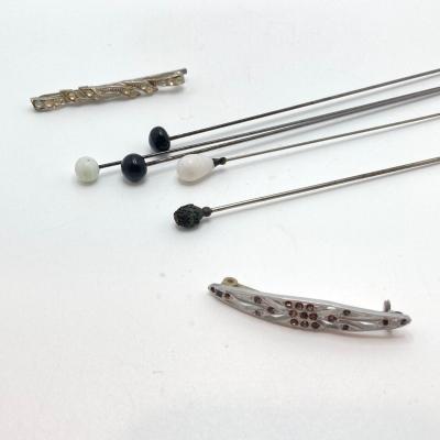 LOT 185: Vintage Jewelry (Hat Pins, File, Chains) - Sterling and More