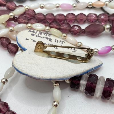 LOT 186: Vintage Pendant and Beaded Jewelry - Tiger's Eye Necklace with 14KT Clasp and 925 Sterling Included