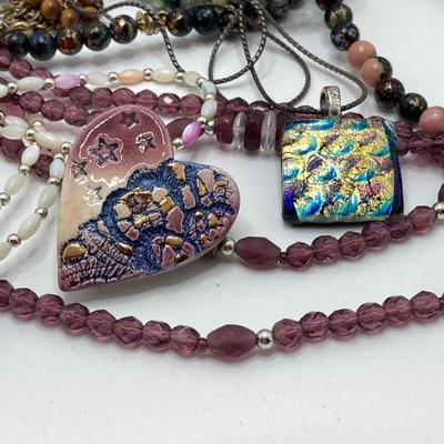LOT 186: Vintage Pendant and Beaded Jewelry - Tiger's Eye Necklace with 14KT Clasp and 925 Sterling Included