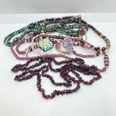 LOT 186: Vintage Pendant and Beaded Jewelry - Tiger's Eye Necklace with 14KT Clasp and 925 Sterling Included