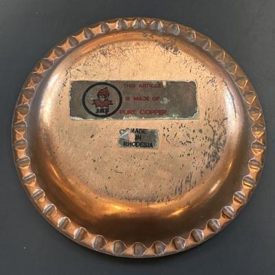 LOT 188: Copper Lion Trinket Tray, Framed Copper Art, Anthropomorphic Grasshoppers Playing Musical Instruments, Photos of Mounted...