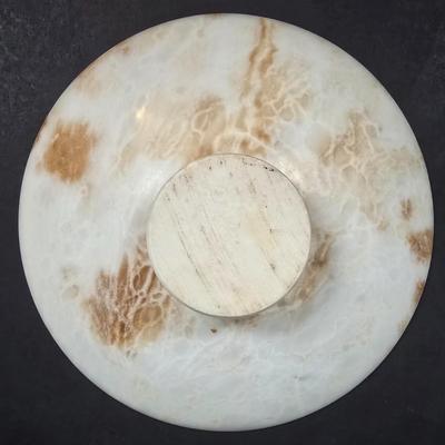 LOT 193: Vintage Alabaster Bird Bath/Holy Water Bowl and Alabaster Compote