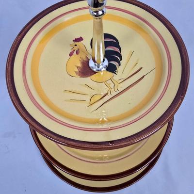 LOT 196: Vintage Stangl Pottery 3-Tier Tidbit Tray, Copper Lusterware Teapot & Creamer & More