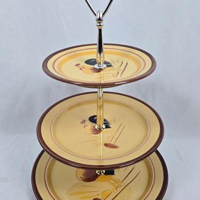 LOT 196: Vintage Stangl Pottery 3-Tier Tidbit Tray, Copper Lusterware Teapot & Creamer & More