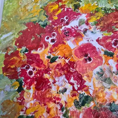 LOT 200: Painting with Milk Glass Vase
