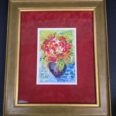 LOT 200: Painting with Milk Glass Vase