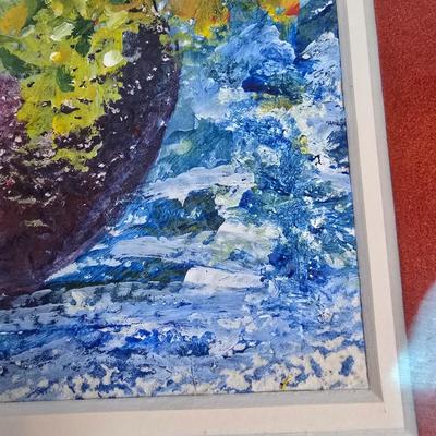 LOT 200: Painting with Milk Glass Vase