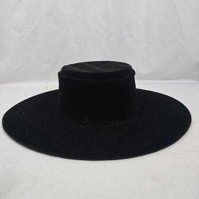 LOT 201: Hat Rack with Black Velvet and Straw Hats