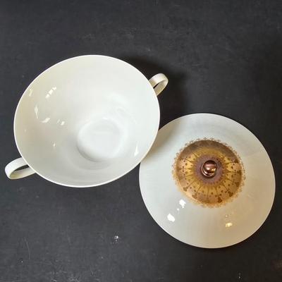LOT 204: Vintage Rosenthal "Romance" Collection: Covered Cream Soup Bowls w/Plates