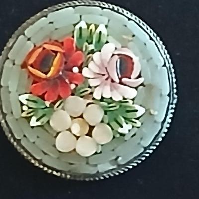 Vintage Brooch pins - Germany micro floral mosaic - Dutch Delft - W. Germany Scarf Clip - redwood burl brooch - Floral hatpin