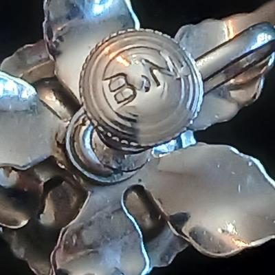 Vintage Amythyst rhinestone brooch -Filigree Sterling Silver Dainty Bow Brooch and a pair of vintage rose earrings