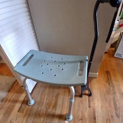 Walgreens shower chair and a Big Alex walking cane