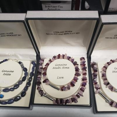 Inspirational Sterling & Stone Bracelet and Necklace Sets (ST-KD)