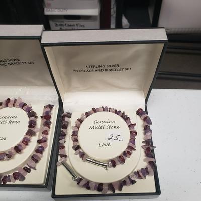 Inspirational Sterling & Stone Bracelet and Necklace Sets (ST-KD)