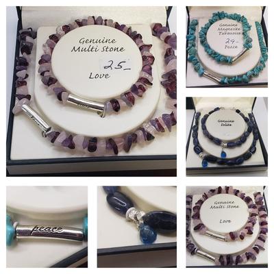 Inspirational Sterling & Stone Bracelet and Necklace Sets (ST-KD)