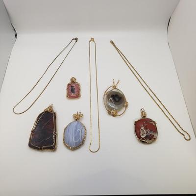 Five Stone Pendants and 14K Necklaces (ST-KD)
