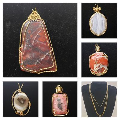 Five Stone Pendants and 14K Necklaces (ST-KD)