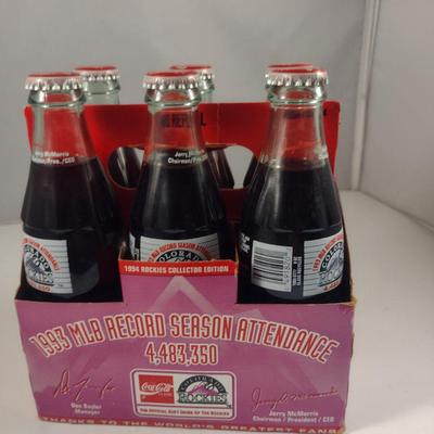 1993 Colorado Rockies MLB Coca-Cola Bottles with Paper Carrier