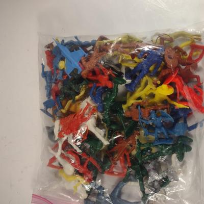 Large Collection of Plastic Toy Figurines- Cowboys, Indians, Animals, Army, etc.- Approx 75 Pieces- Some Vintage