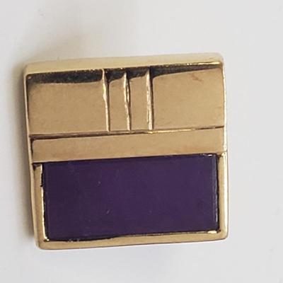 14K Gold Purple Post Earrings & Swirled Pendant/Necklace (ST-KD)