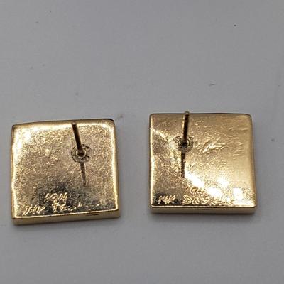 14K Gold Purple Post Earrings & Swirled Pendant/Necklace (ST-KD)