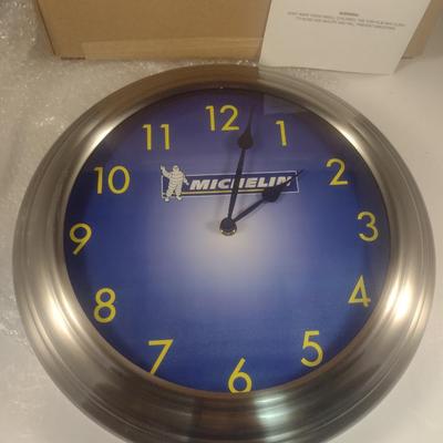 Michelin Tire Battery Operated Wall Clock- New in Box- Approx 13" Wide