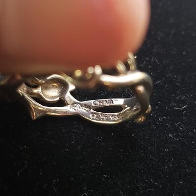 Stunning Leaf and Gem 18K/Sterling Ring (ST-KD)