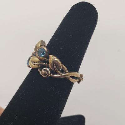 Stunning Leaf and Gem 18K/Sterling Ring (ST-KD)