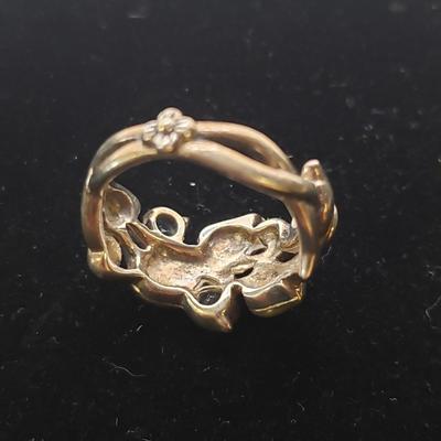 Stunning Leaf and Gem 18K/Sterling Ring (ST-KD)