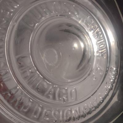 Vintage Curtiss Chicos Spanish Peanuts Store Display/Sales Glass Jar with Painted Metal Sleeve and Lid