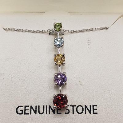 Five Stone/Sterling Pendant Necklaces With Matching Bracelet and More (ST-KD)