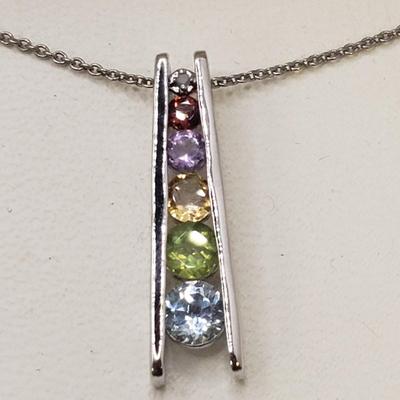 Five Stone/Sterling Pendant Necklaces With Matching Bracelet and More (ST-KD)