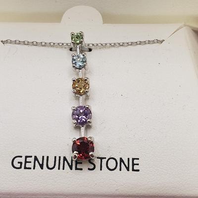 Five Stone/Sterling Pendant Necklaces With Matching Bracelet and More (ST-KD)