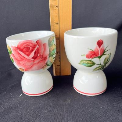 Lot 6 Lefton American Rose Double Egg Cups