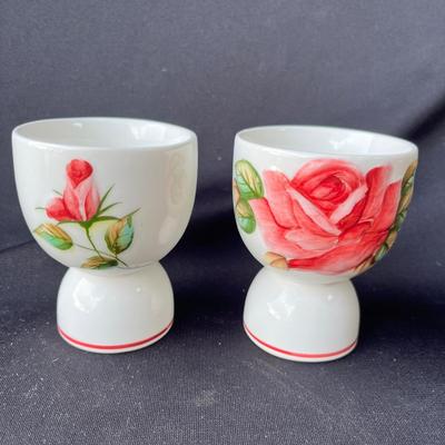 Lot 6 Lefton American Rose Double Egg Cups