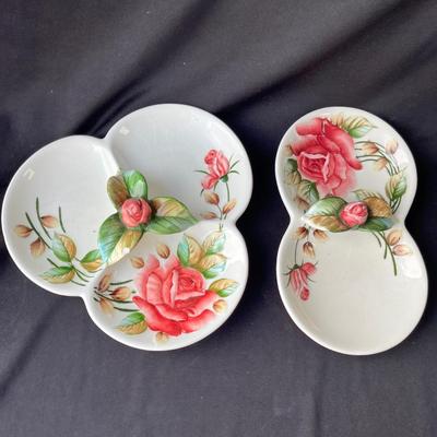 Lot 7 Lefton American Rose Relish bowls