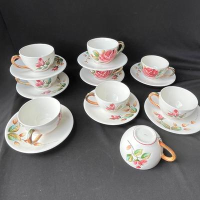 Lot 11 Lefton American Rose Cups & Saucers