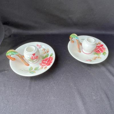 Lot 13 Lefton American Rose Candle holders