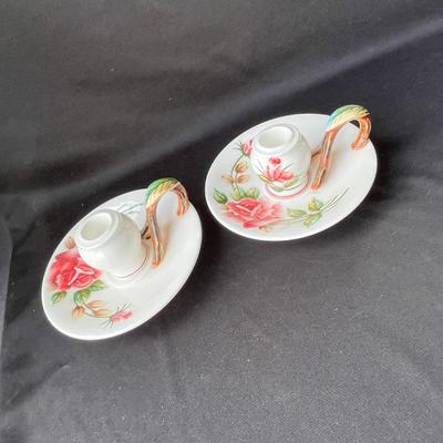 Lot 13 Lefton American Rose Candle holders