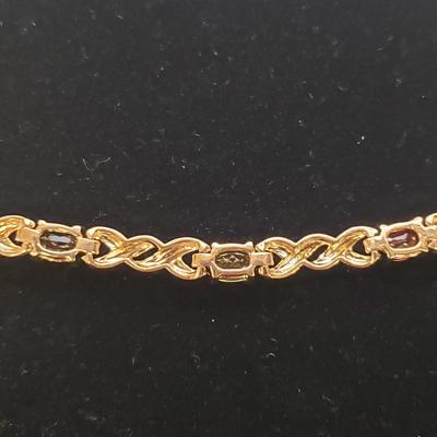 Three Identical 18K over Sterling Stone Bracelets & a Set of Earrings & Pendant (ST-KD)